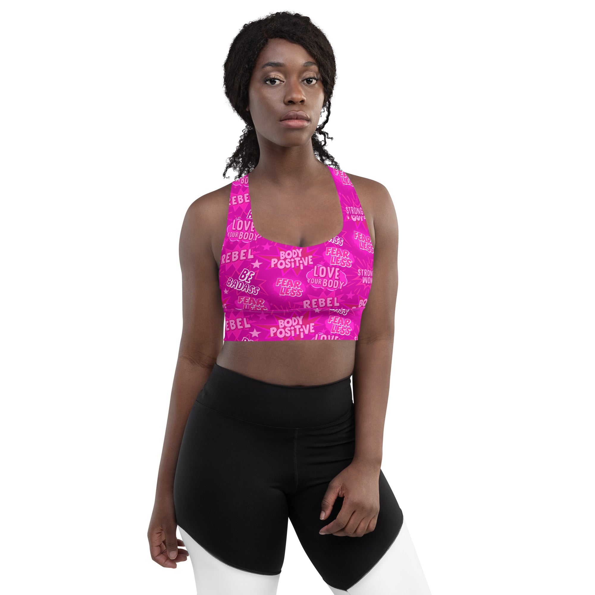 Empower Longline Sports Bra in Hot Pink